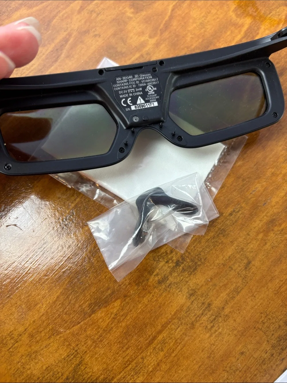 Sharp AN-3DG40 Black Active 3D Glasses - Rechargeable